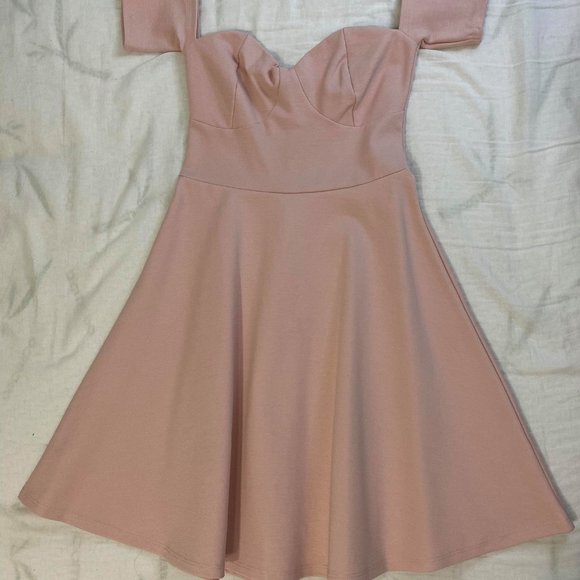 Off-the-Shoulder Blush Pink Dress - Picture 3 of 6